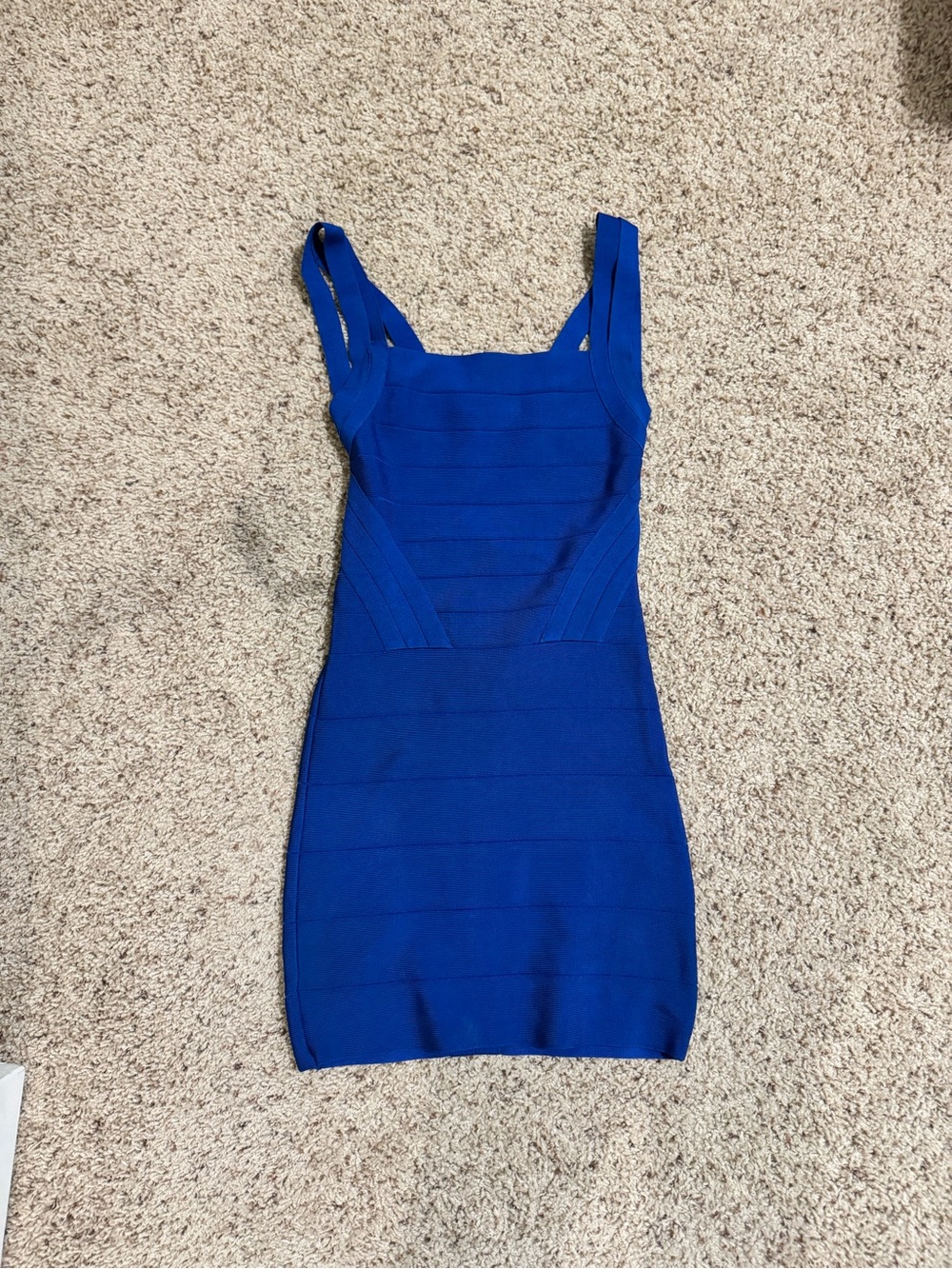 Bebe Blue Bandage Bodycon Square Neck Dress